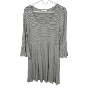 Maurices White Nautical Striped‎ Bell Sleeve Mini Dress Large
